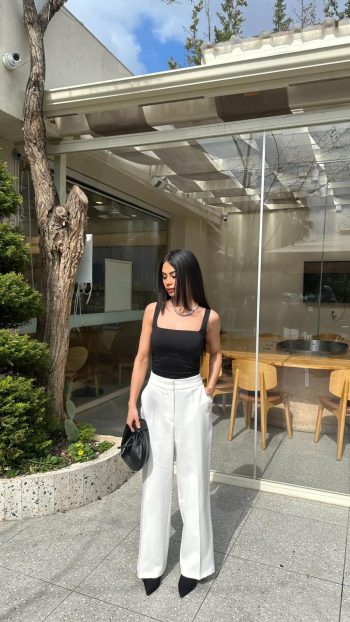 iç göstermeyen beyaz kumaş pantolon