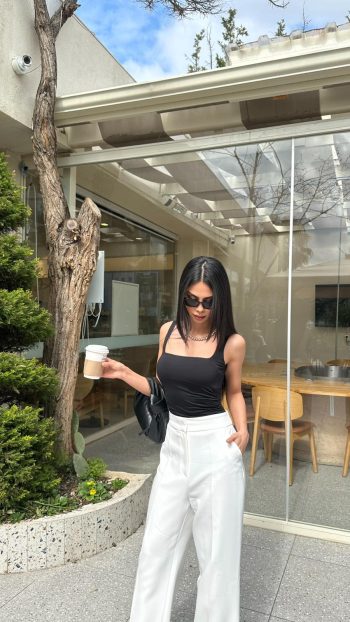 iç göstermeyen beyaz kumaş pantolon