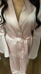 Özel Tasarım Saten Abiye Takım: İspanyol Kol Blazer & Palazzo Pantolon – Rose Pearl